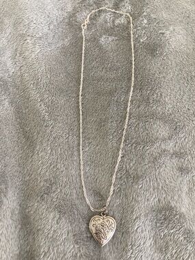 Silver heart locket necklace